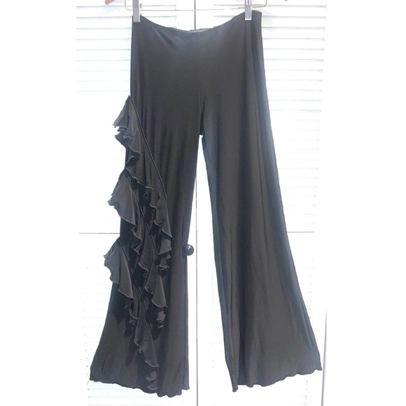 Dance America Black Ruffle Palazzo Dance Pants women’s size small - Picture 1 of 5